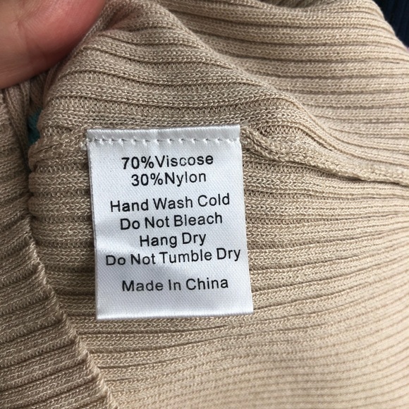 Roolee Ribbed 3/4 Sleeve Pullover Beige Striped Pink Blue Sweater Sz S - Picture 5 of 11